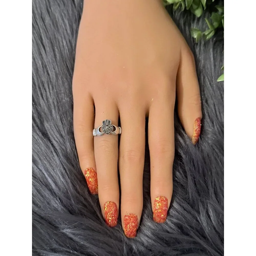Sterling‎ Silver 925 Claddagh Marcasite Ring